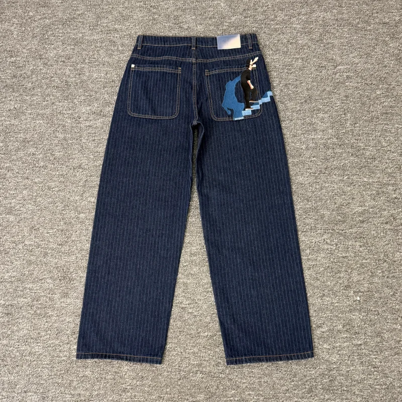 2026 جديد كل مباراة عادية Derschutze الجينز سلسلة المطرزة طباعة الرجعية الخشنة القماش عالية الجودة Derschutze بنطلون جينز #1