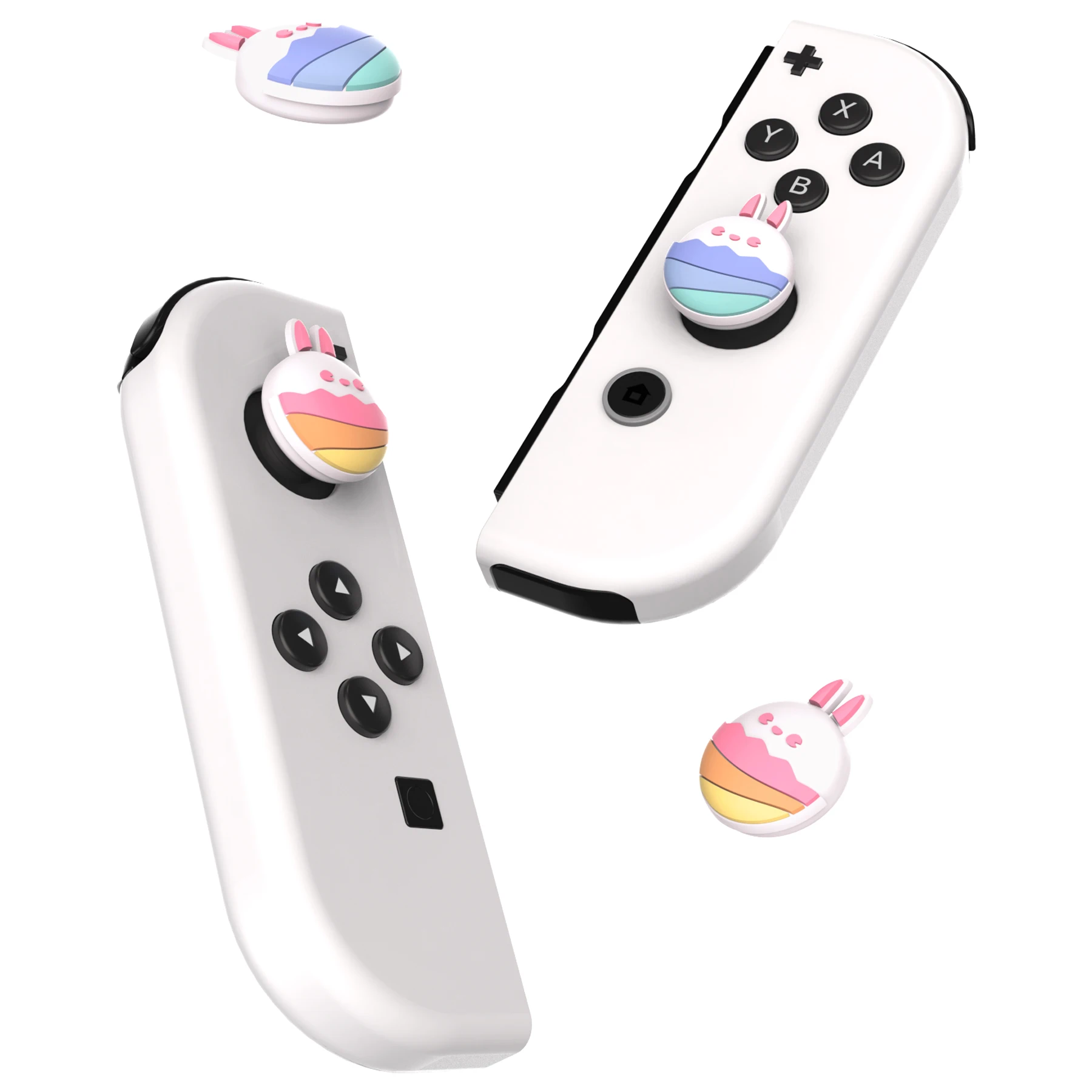 PlayVital-bonitas tapas de Joystick para Switch y Switch Lite, agarres de pulgar para Switch OLED Joycon - Easter Bunny