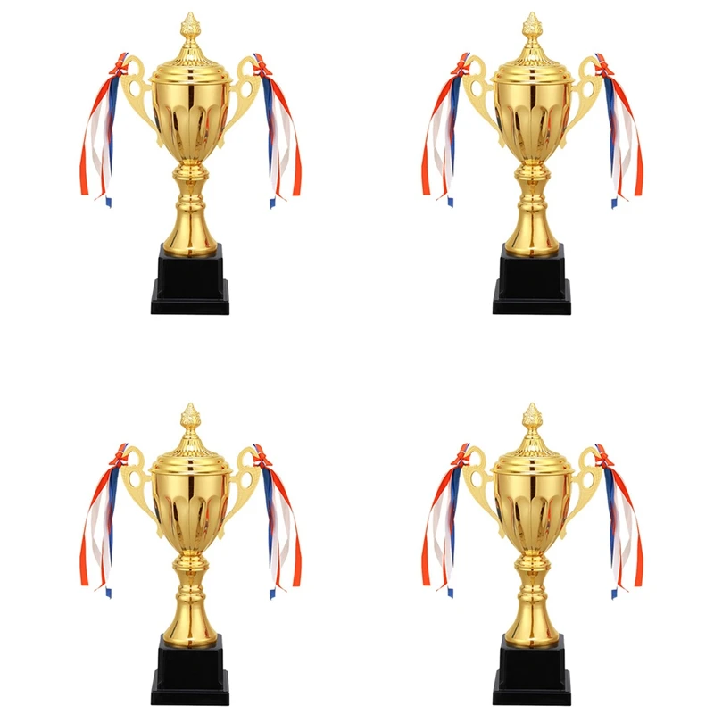 New-4X 11 Inch Gold Trophy Cup For Sports Meeting Competitions Soccer Winner Team Awards And Competition Parties Favors