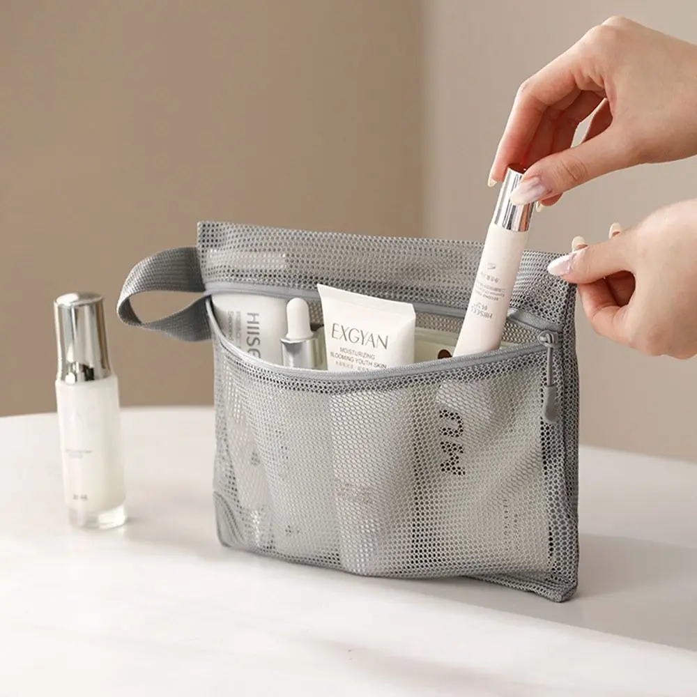 

Gifts Portable Mesh Toiletry Bag Transparent Reusable Cosmetic Bags Large Capacity Storage Hadbag Travel