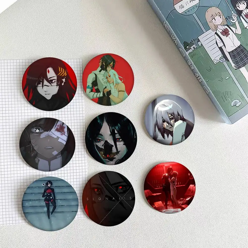 1 Stück Signalis Horror Indie Game Cartoon-Stil Abzeichen Broschen für Rucksackdekoration Runde Emaille-Pins für Accessoires