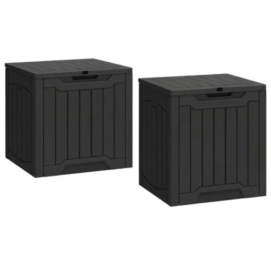 

Deck Boxes Set of 2 Lockable Outdoor Storage Bins for Patio Cushions Garden Tools Weather-Resistant Resin Storage Solution