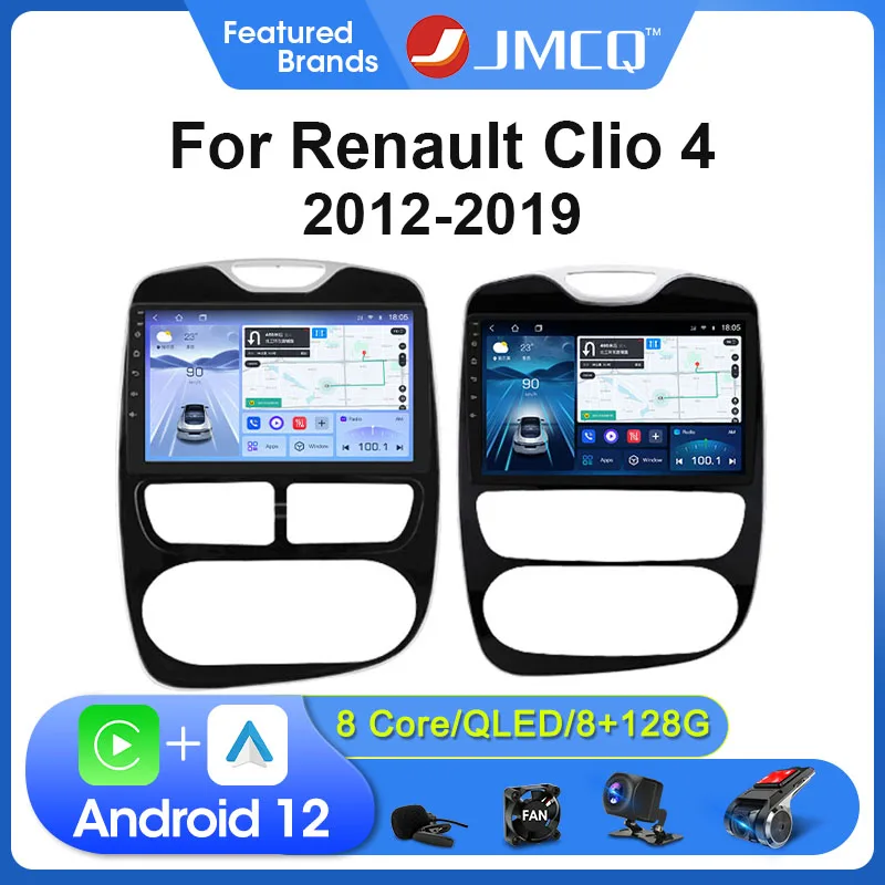 JMCQ 2Din Android 12 Car Radio for Renault Clio 4 2012-2019 Multimedia Player Wireless Carplay 4G Bluetooth 9