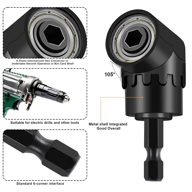 Zestaw przedłużek do wierteł elastycznych F-T 105 °   Przystawka do wiertarki kątowej, bity do wkrętarki 90 stopni °   Zestaw bitów kątowych 17-częściowy