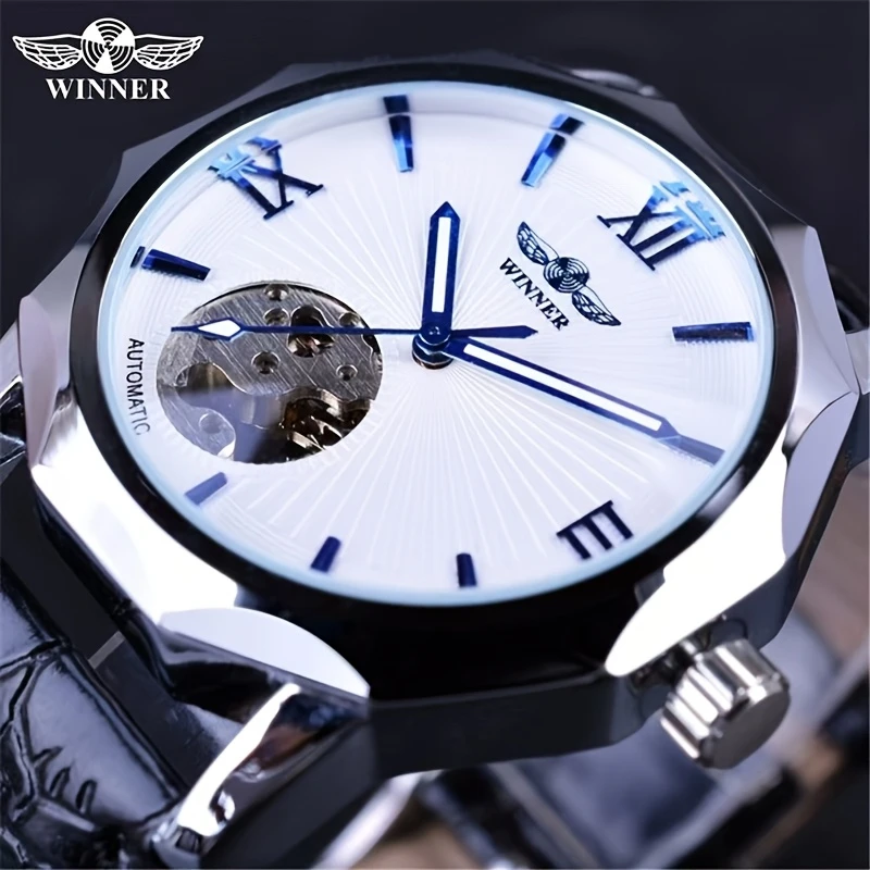 Classic Hollow-Out Automatic Mechanical Watch for Men, Fashionable and Best-Selling Men's Watch, Stylish and Versatile Trendy Men's Wristwatch, Pure Mechanical Watch for Men, High-Value Light Luxury Brand-Name Wristwatch. The Best Gift for Him, No Batteries Required.