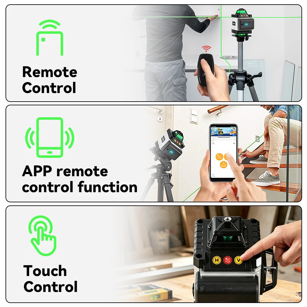 HGLINE Professionelle 16-Linien-Laser-Nivelliergerät mit APP-Fernbedienung, selbstnivellierend, 360° ° Horizontale und vertikale Laserwaage – Detail 10