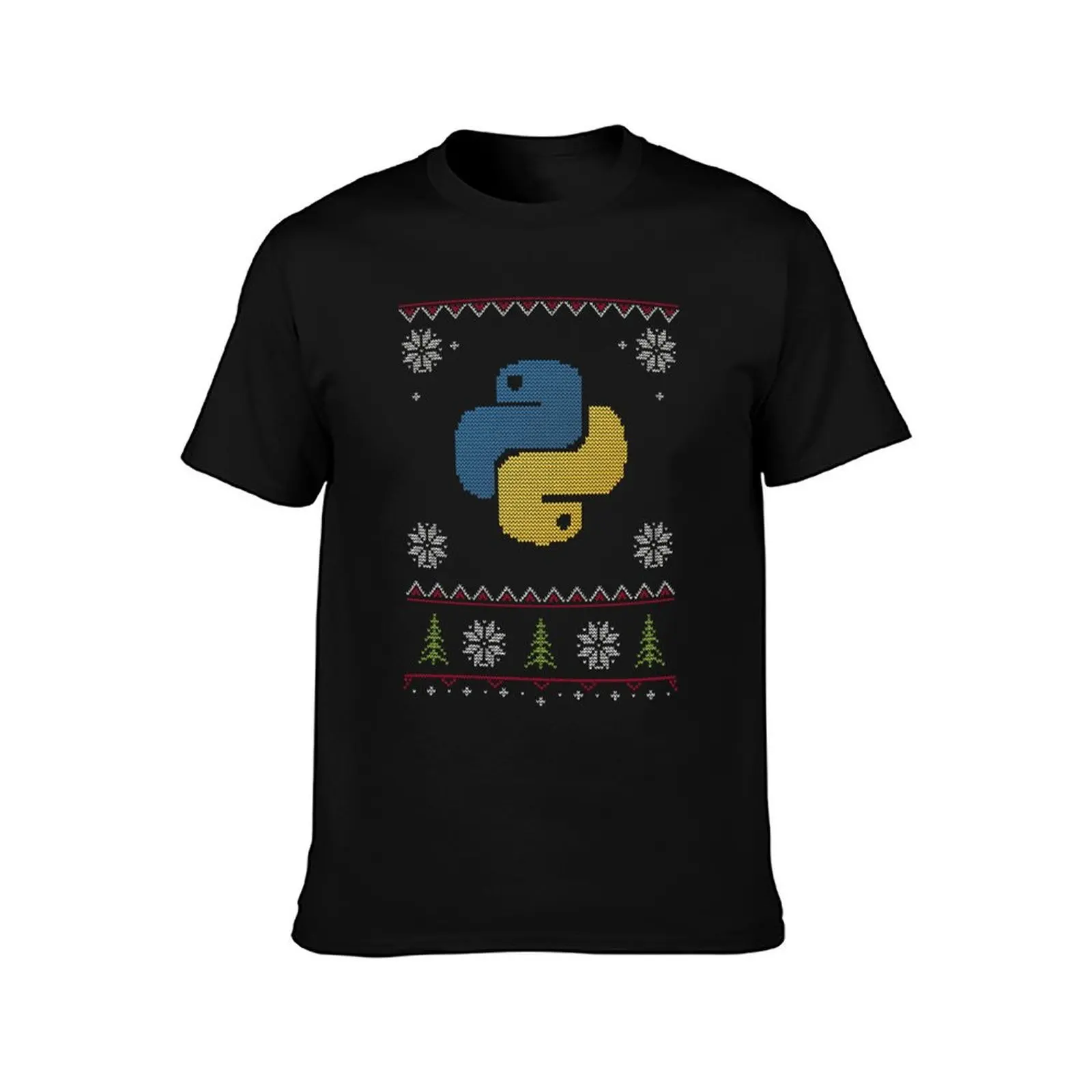 Python Programmer Ugly Sweater Christmas T-Shirt Simple Solid Color Crew Neck Tee T-Shirt