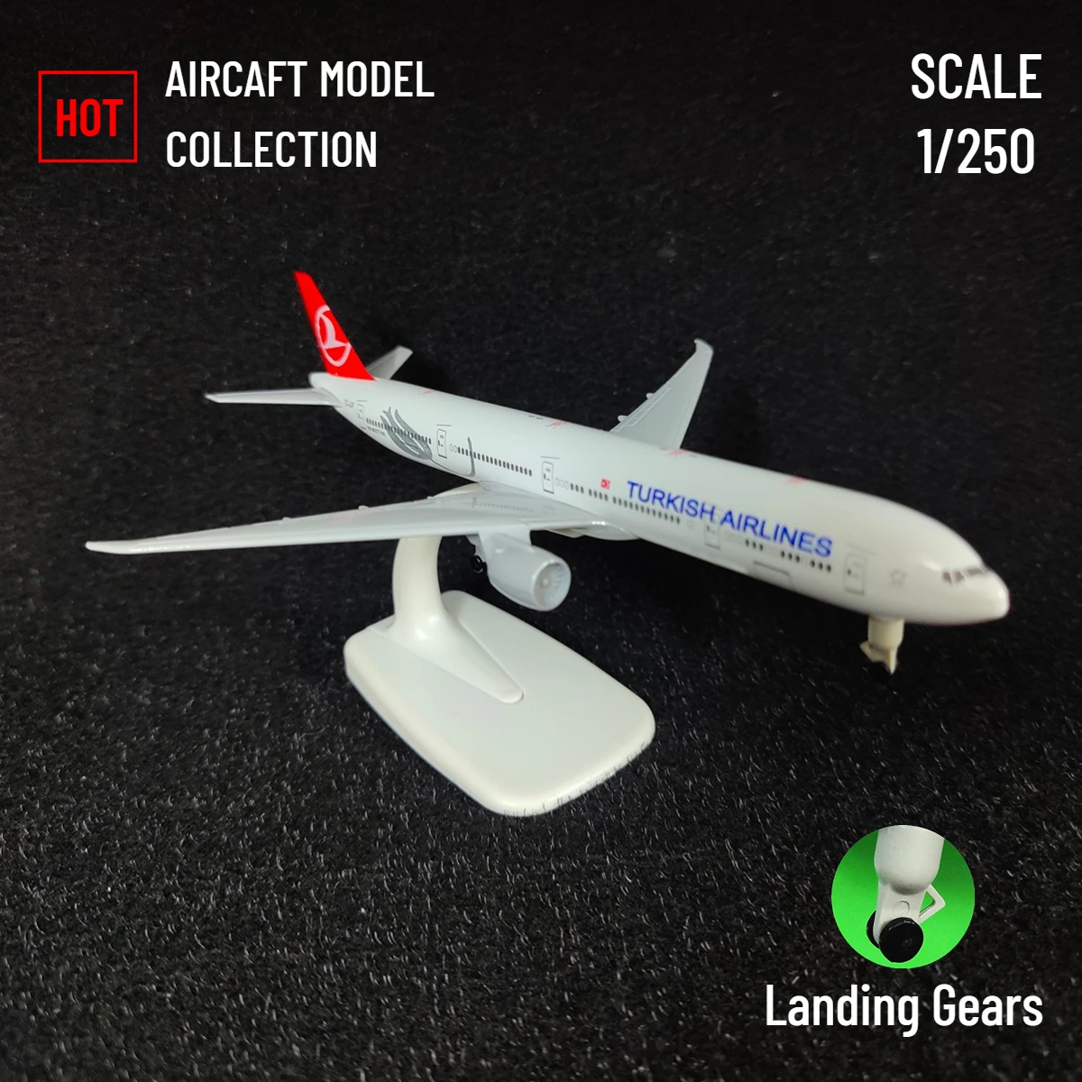 Scale 1:250 Metal Aircraft Model Replica, Turkish Airlines B777 Airplane Aviation Decor Miniature Art Collection Kid Boy Toy