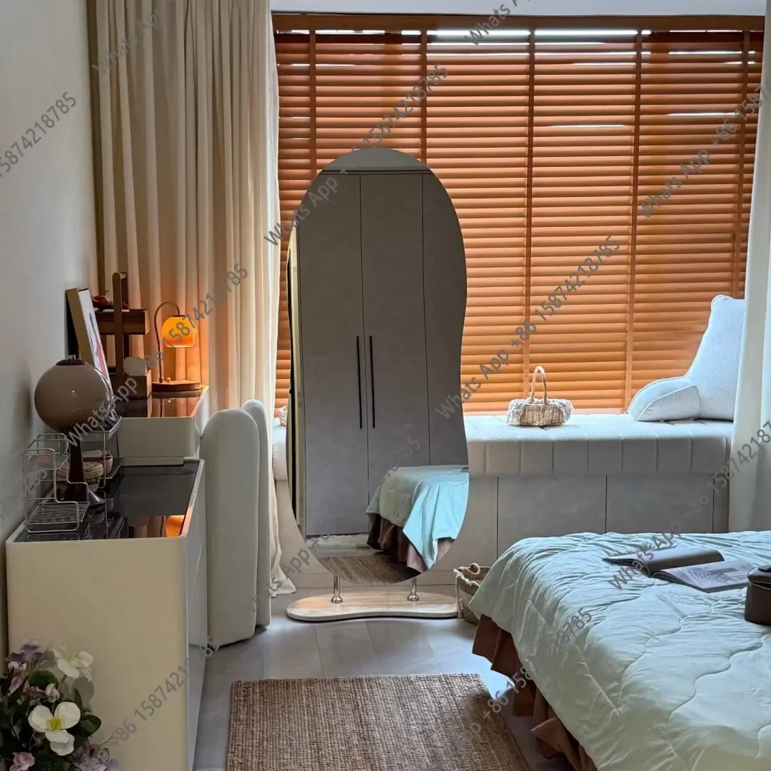 40X Full Body Mirror Travertine Base Floor Mirror Clothing Store Fitting Home High Definition Ultra-white Glass Mirror