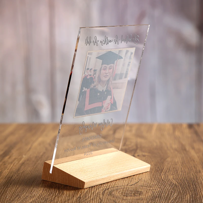 Personalized Wood Stand Graduating University Class of 2024 High School Congratulate Gift