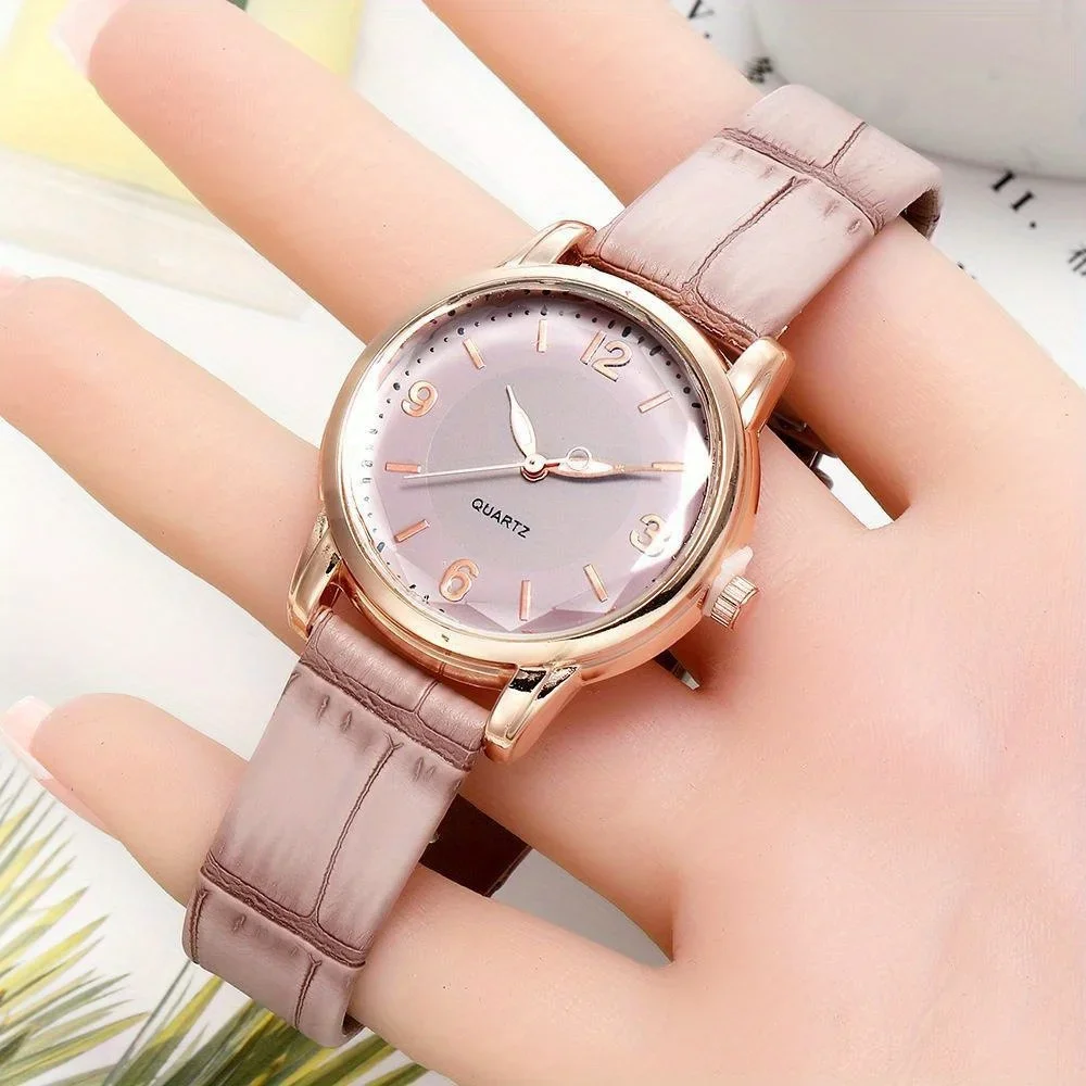 Casual Round Pointer Quartz Watch Ladies Fashion Analog PU Leather Wristwatch For Women Girls Students image 6