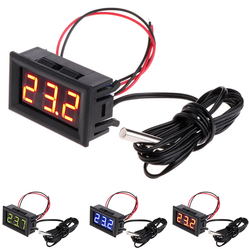 1 قطعة 12 فولت ميزان حرارة رقمي صغير LED رقمي-50 ~ 110 ° C ميزان الحرارة تيار مستمر 5-12 فولت مقياس درجة حرارة السيارة مع التحقيق