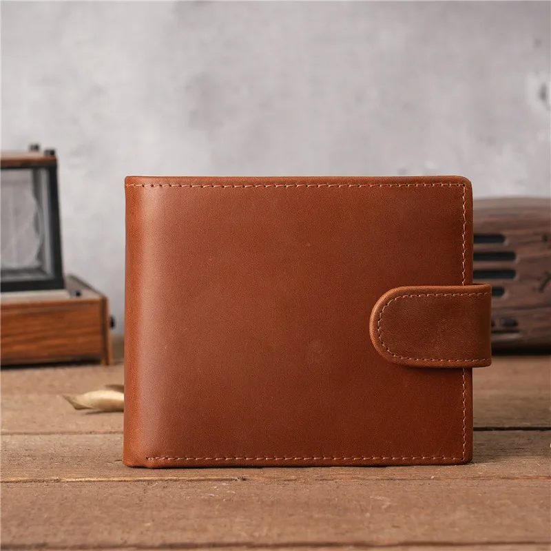 100% Genuine Leather Men Wallets Premium Product Real Cowhide Wallets for Man Short Black Walet Coin Pocket Photo Holder