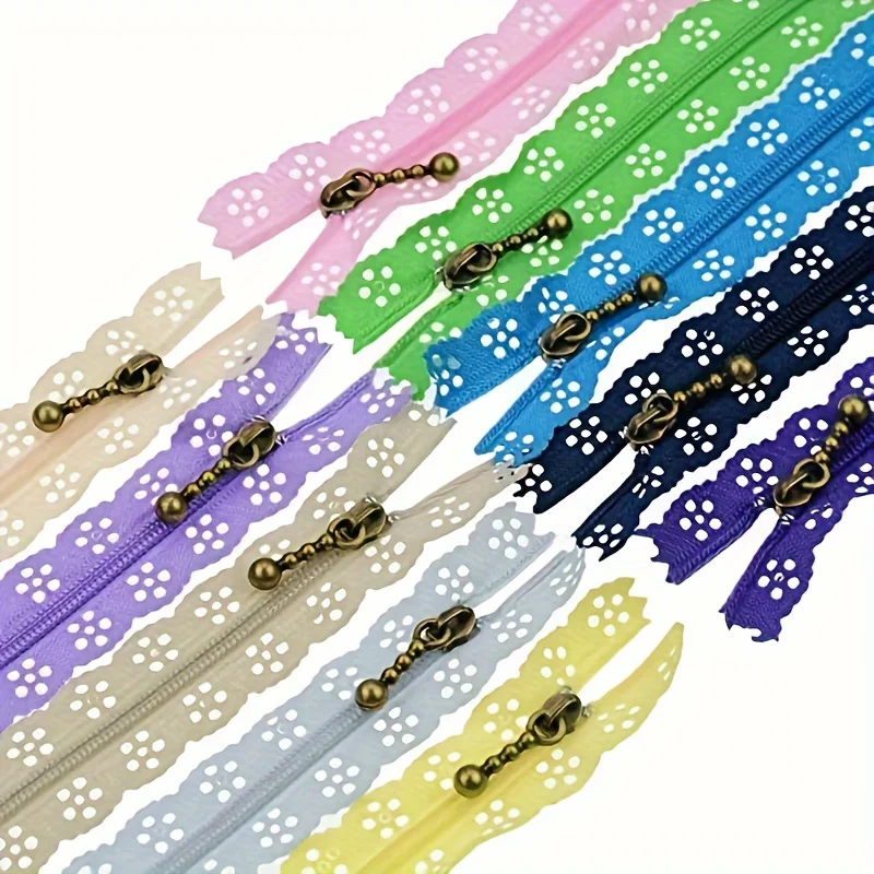 10 Stück 15–30 cm # Nylon geschlossener Schwanz Spitze hohle Spitze Reißverschluss Tasche Tasche Kleidung geschlossene Farbe kurzer Reißverschluss