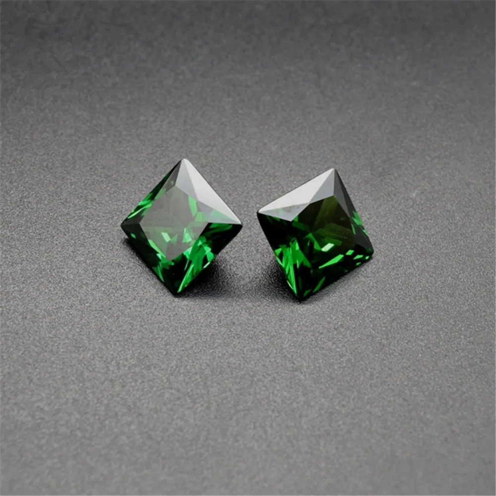 Joanlyn Emerald Princess Cut Gemstone Square Faceted Medium Green Emerald Gem Multiple Sizes to Choose C42E