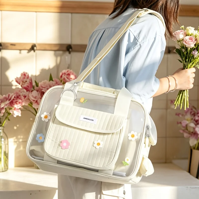 Portable Pet Outdoor Bag Floral Embroidery Highly Breathable Mesh Lightweight Carrier Bag Puppy Accessories Cute Cat Carrier