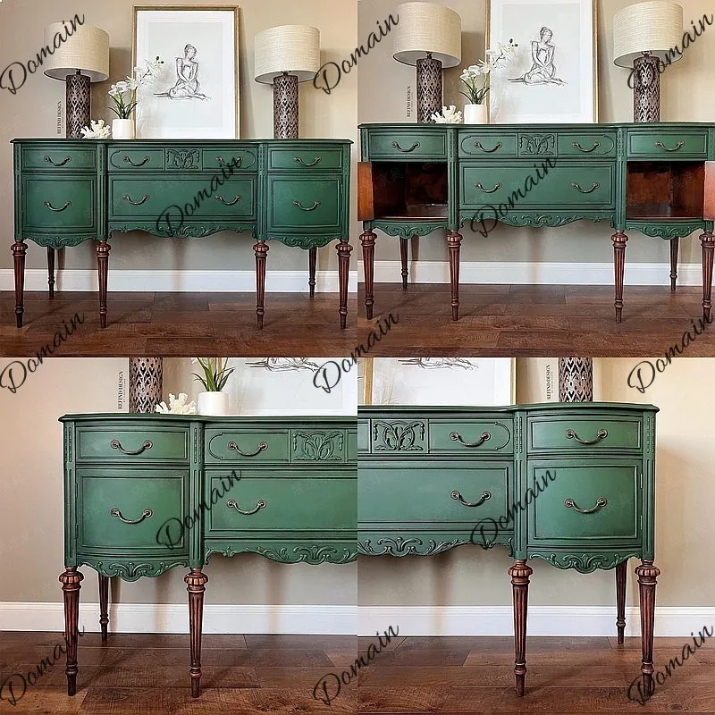 French Solid Wood Entryway Cabinet American Vintage Storage Cabinet Neoclassical Hallway Console Table Customizable