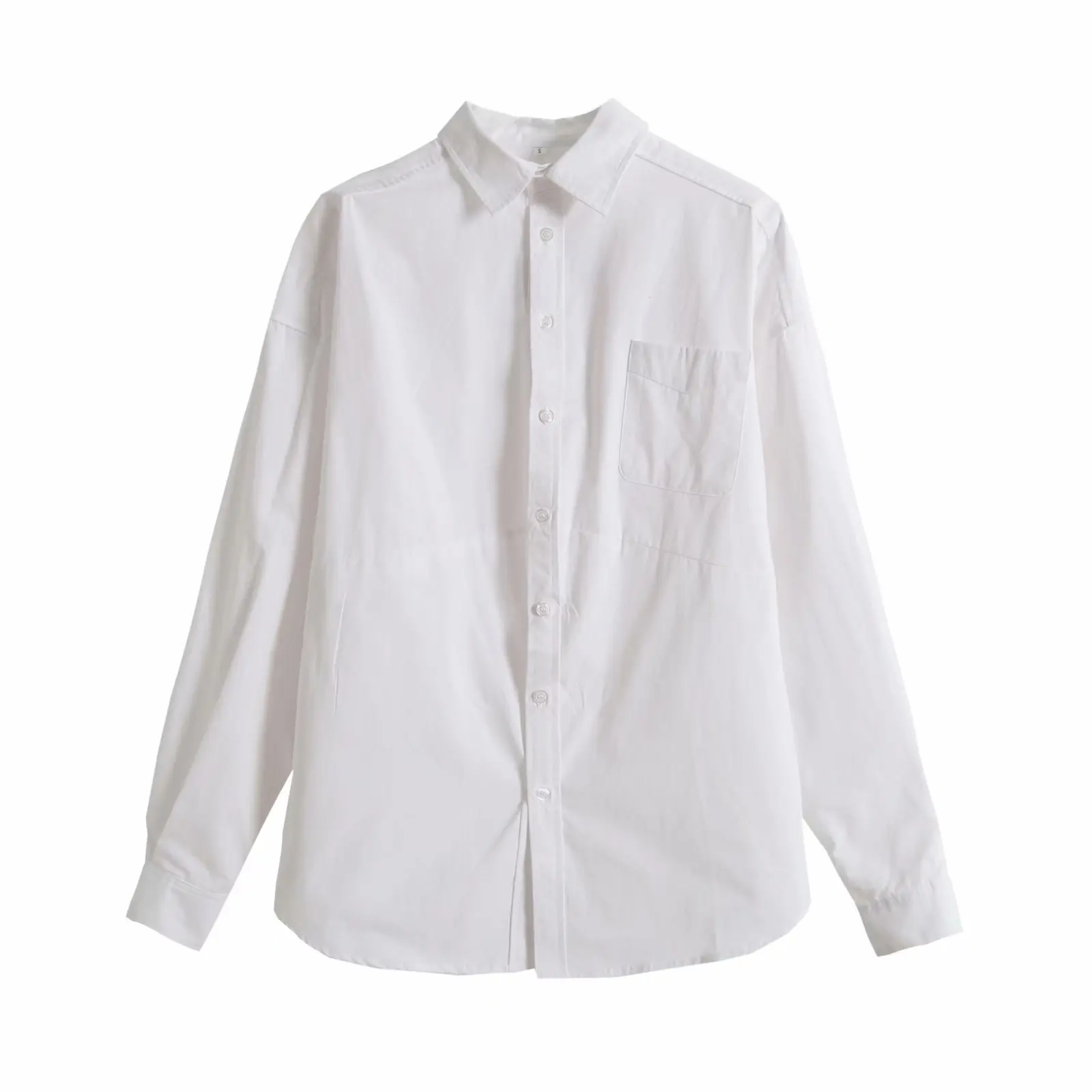 

2025 Summer Loose Boyfriend Style Solid Color Loose Shirt Women's Pullover Long Sleeve Lapel Women's Shirt