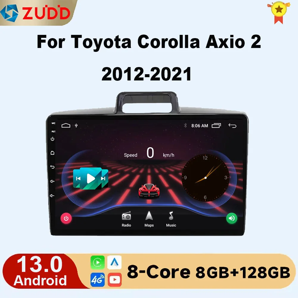 

2din Android 13 For Toyota Corolla Axio 2 Fielder 3 E160 2012-2021 Car Radio Multimedia Video Player Navigation GPS Carplay