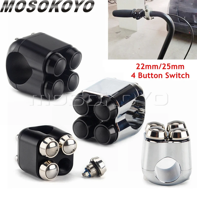 

Universal 1" 7/8" 22mm 25mm Motorcycle Handle 4-Button Aluminum Handlebar Switch For Harley Chopper Bobber Cafe Racer M-Switches