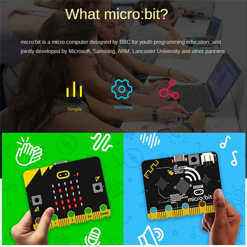 Материнская плата Bbc Microbit V2.0, представление к графическому программированию в системе Python для начальной и средней школы