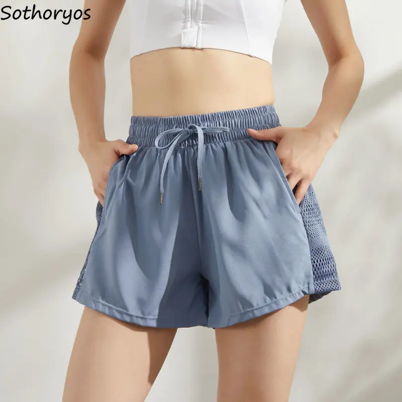 

Sporty Shorts Women Summer Korean Style Simple Drawstring Trendy High Waist Casual Soft Breathable Loose Popular Basic All-match