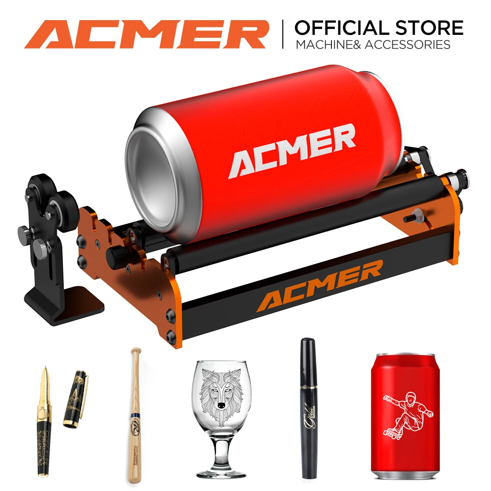 ACMER M2 Laser Rotary Roller Laser Engraver Y-axis Rotary Roller 360° Rotating for Cylindrical Object CNC Engraving Router DIY