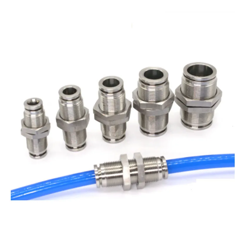 

10pcs PM4-4,PM6-6,PM10-10,PM12-12,PM14-14,PM16-16,304 Stainless Steel Bulkhead Connector