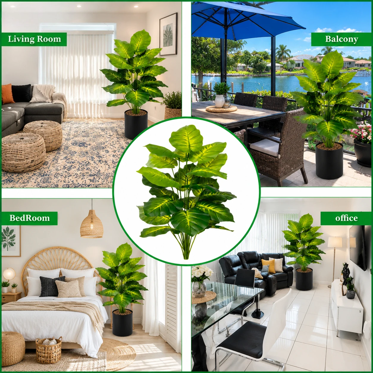 85cm Artificial Pothos Plants Tree with Black Pot Fake Plant for Home Living Room Office Entrance Door Outdoor Balcony Decor view 6