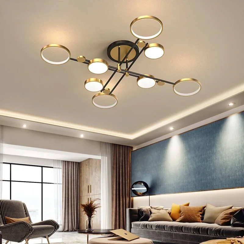 

Modern LED Living Room Ceiling Black-Gold Body Suit for Bedroom Household Living-room Kitchen Circle Lighting Chips 110-220V