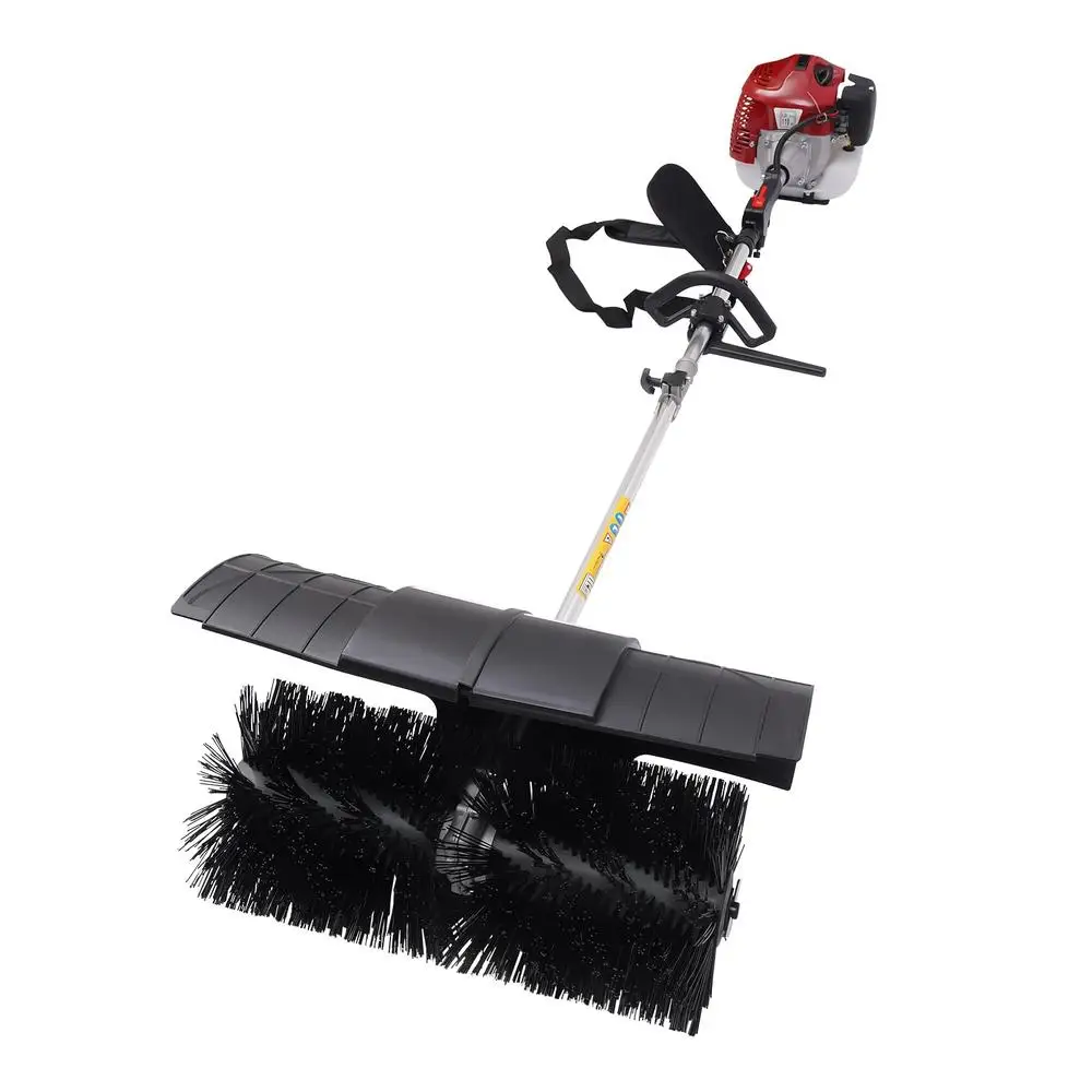 Handheld Gas Power Broom Artificial Turf Sweeper 2.3HP 52cc Nylon Brush Rustproof Durable Driveway Lawn Brush Snow Blower