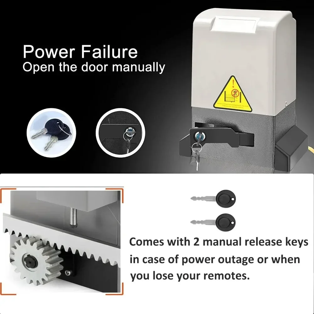 فتاحات البوابة - مجموعة فتاحة البوابة المنزلقة الأوتوماتيكية، محرك بوابة منزلق مع أجهزة التحكم عن بعد ومستشعر الأشعة تحت الحمراء الكهربائي #4