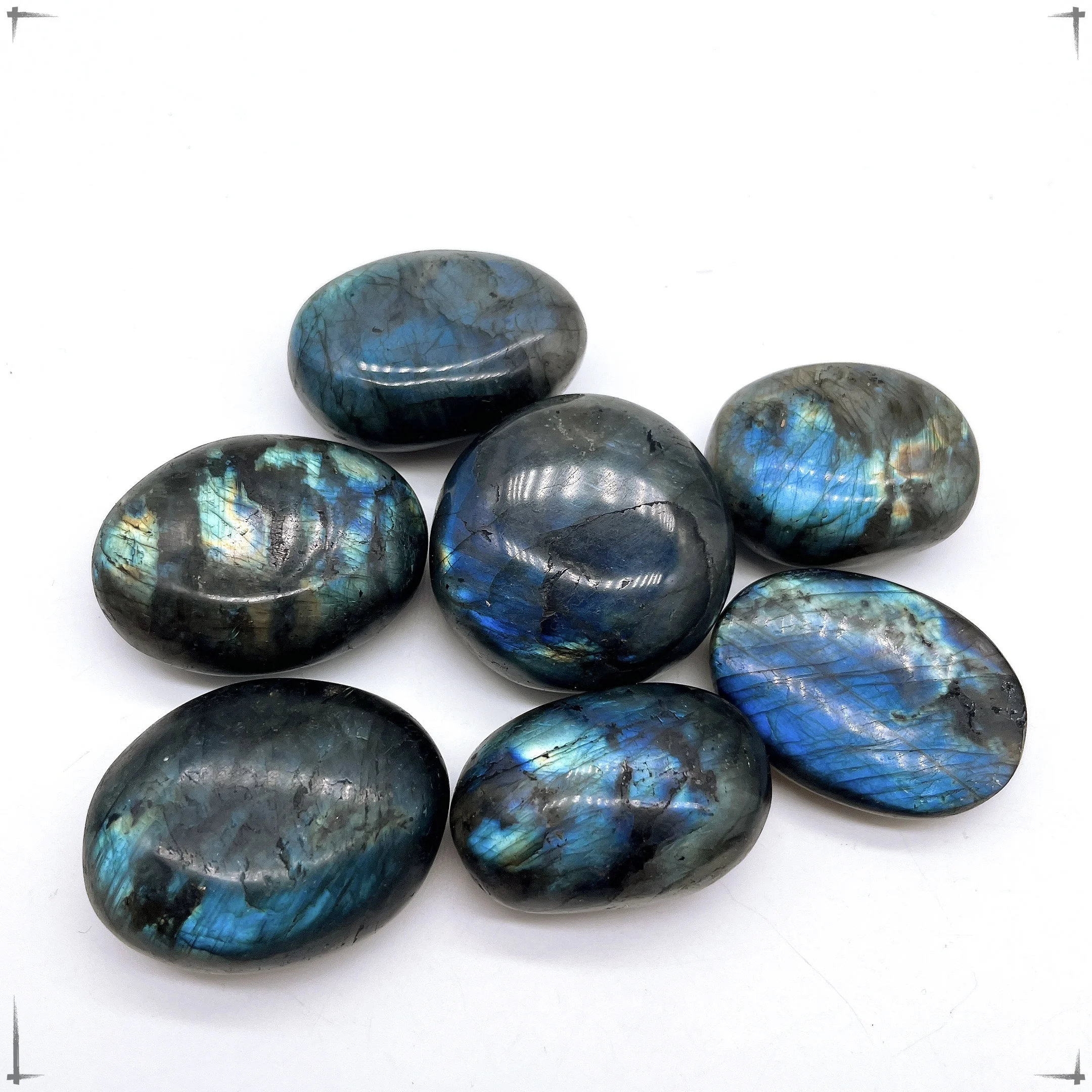 35-50MM Blue Flash Natural Tumbled Raw Natural Crystal Quartz Labradorite Palm Stone Crystal Reiki Healing Home Garden Decor