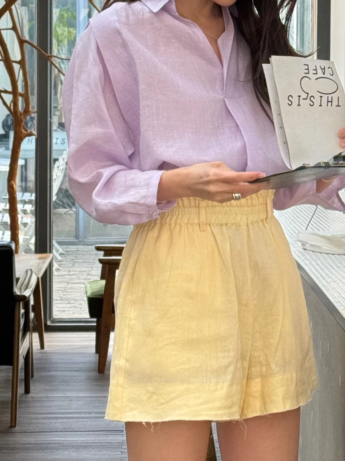 

Comfortable Breathable Linen Batwing Sve irt Women's Spring Summer Loose Fit Skin-friendly Light Purple irt for Commuting