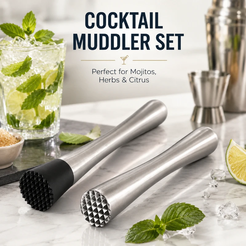Muddler Cocktail Bar - Stainless Steel Muddler with Ice Crushing