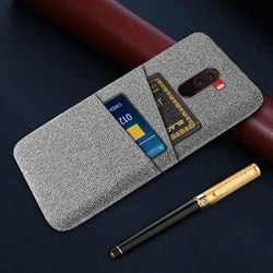 Card Case For Pocophone F1 Case Dual Card Fabric Cloth Luxury Business Cover For Xiaomi Poco phone Pocofone F1 Coque PokoF1