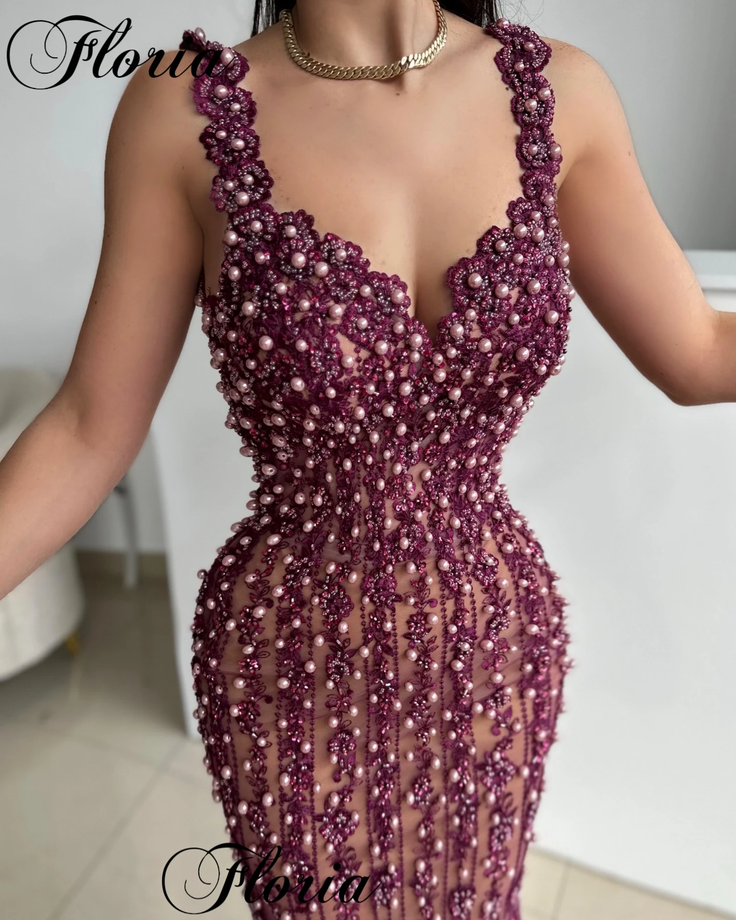 2025 Vintage Burgundy Beaded Evening Dresses Mermaid Spaghetti Prom Dresses With Pearls Robes De Soirée Sexy Cocktail Dresses