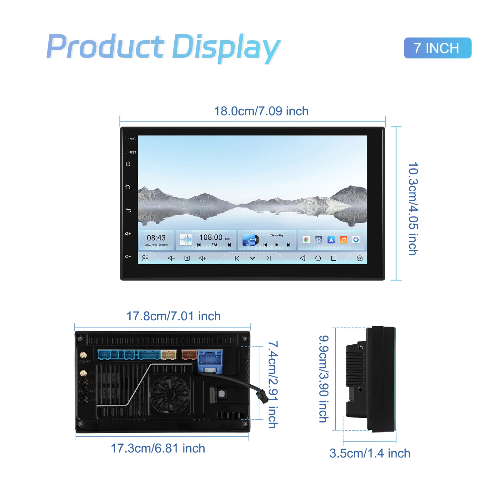 Podofo 2Din 4+64G Android Autoradio Snapdragon 8-Kern Universelles Intelligentes Autosystem Carplay Android Auto GPS WLAN Mirror Link – Detail 34