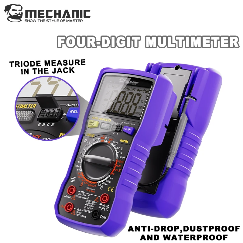

MECHANIC FourMX RMS Digital Multimeter 6000 Counts NCV Diode Test Data Hold Auto Power Off Circuit Component Tester Repair tool