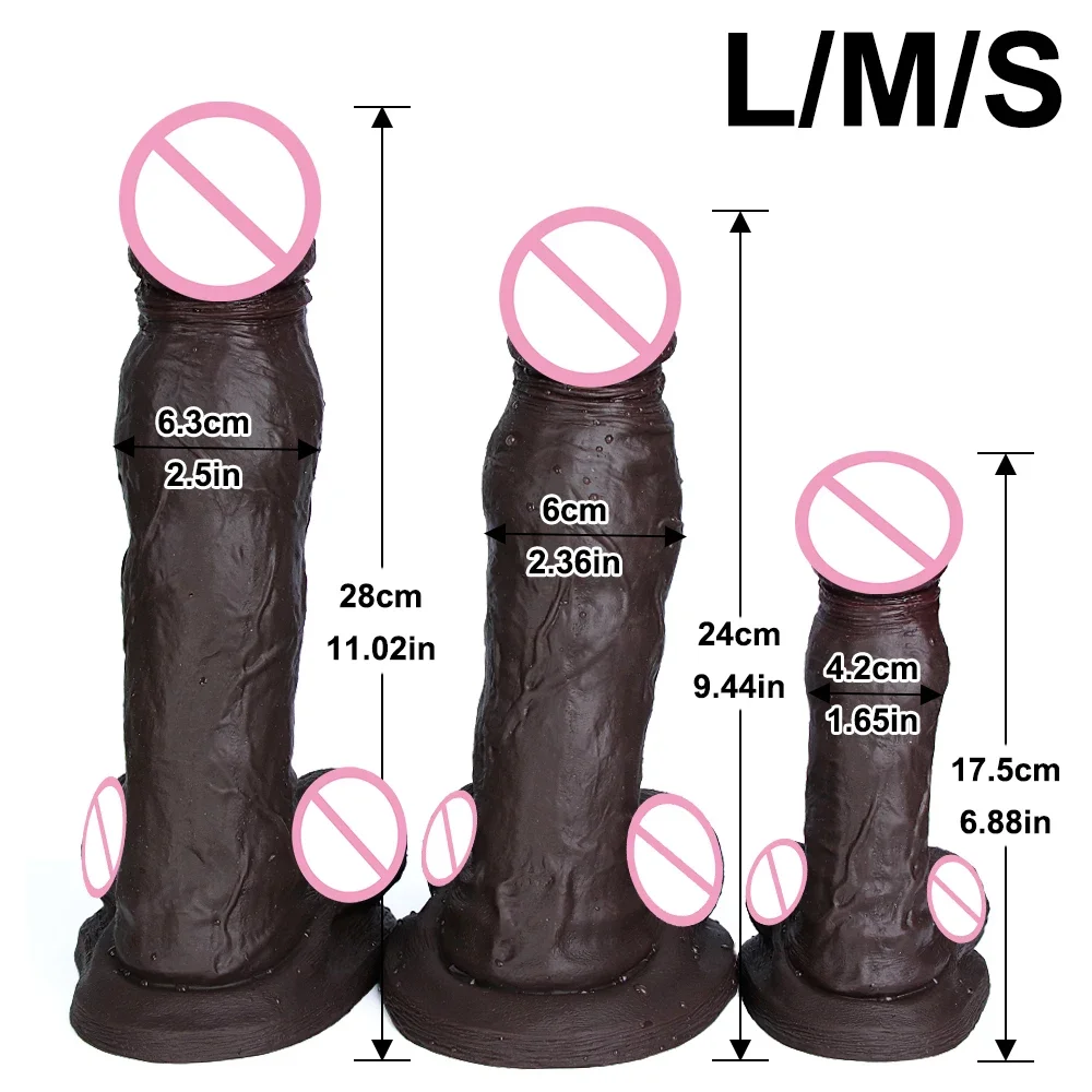 Soft Big Black Dildo Masturbators Brown Penis Anal Sex Toys for Man Woman Powerful Suction Cup Dick Vaginal Dilator/Stimulator