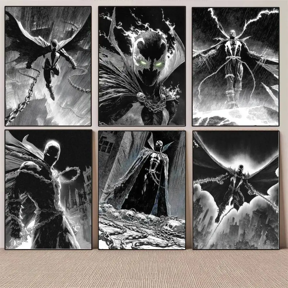 1PC Black and white retro Spawn poster Self-adhesive Art Waterproof Paper Sticker Coffee House Bar Room Wall Decor