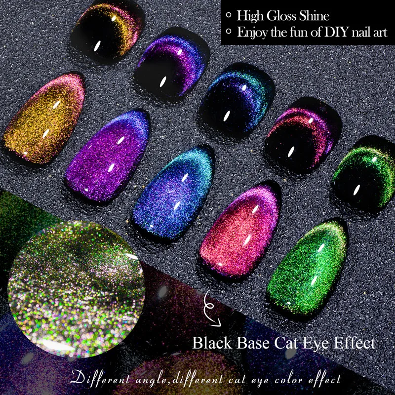 Mtssii 7ml 9D Rainbow Glitter Cat Magnetic Gel Nail Polish Holographic Snowlight Semi Permanent Soak Off Sparkling Nail Varnish