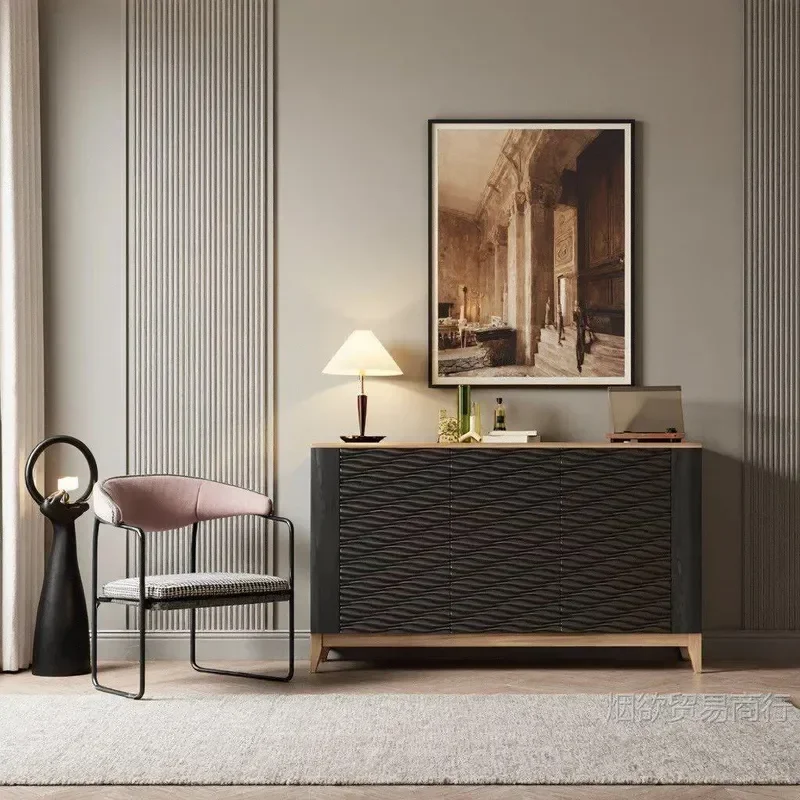 Nordic Solid Wood Dining Side Cabinet Wall Mounted Storage Console Table for Living Room Entryway Tea Display Cupboard
