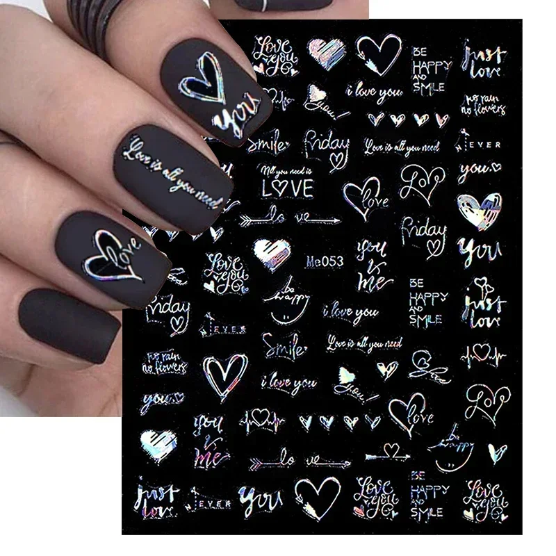 1Pc 3D Laser Herz Brief Nail art Dekoration Blume Stern Nagel Zubehör Aufkleber Aufkleber Schönheit Nagel Liefert Teile Sailor Moon