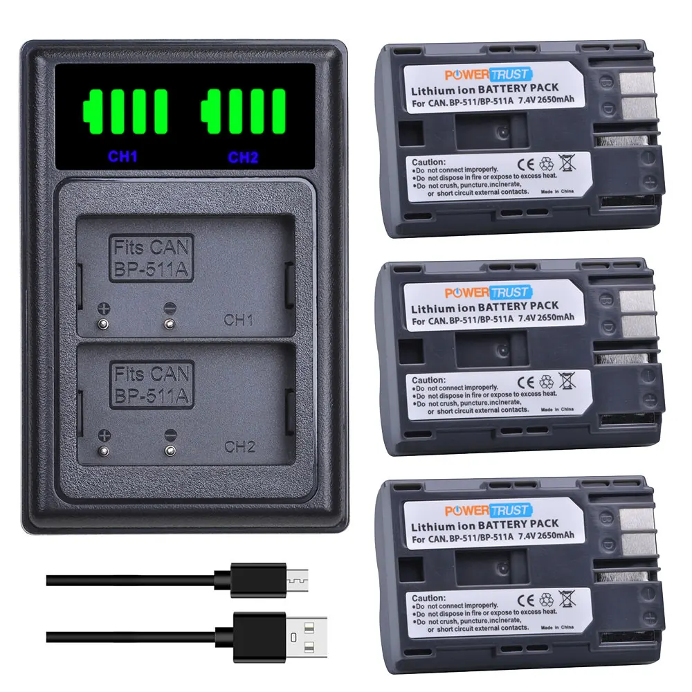 BP-511 BP-511A BP-512 Battery for Canon EOS 5D 300D D30 D60 50D 40D 30D 20D 10D PowerShot G6 G5 G3 G2 G1 Pro 90IS Optura 10