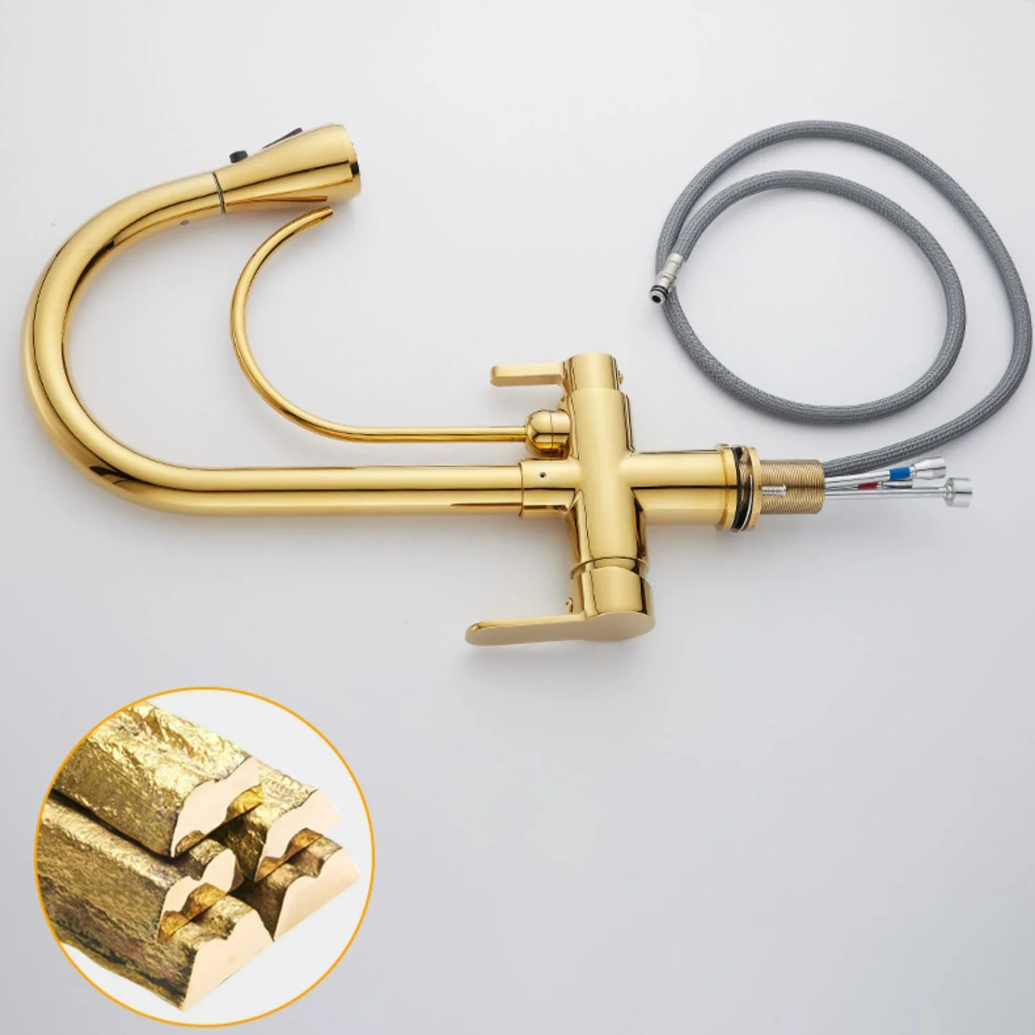 Gold Touch Filter Kitchen Faucet with Pull Down Sprayer Hot Cold Pull Out Kitchen Sink Mixer Tap Sensor Touch Filter Kitchen Tap