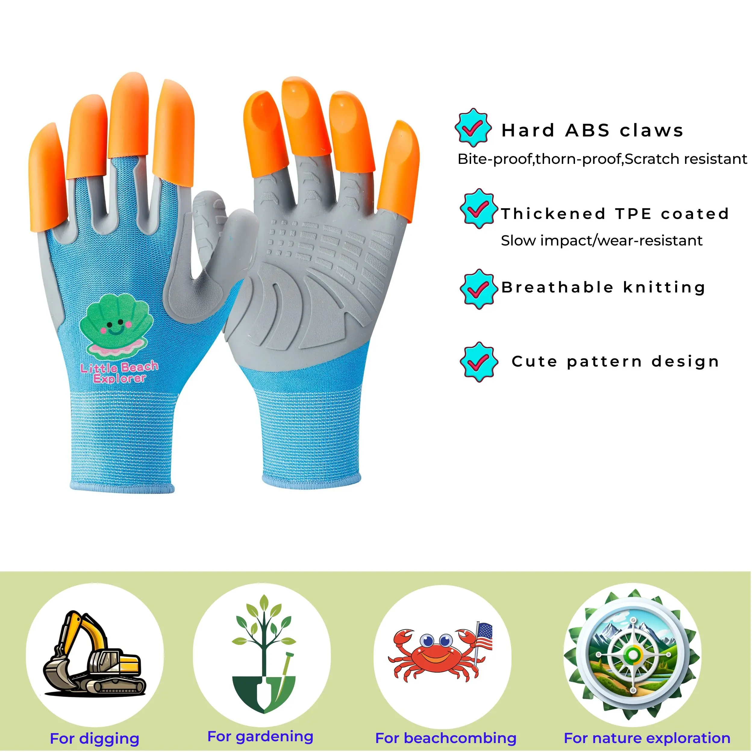 

Kids Garden Gloves for Digging, Gardening, Beach Playing, Durable Rubber Gloves for Children kids