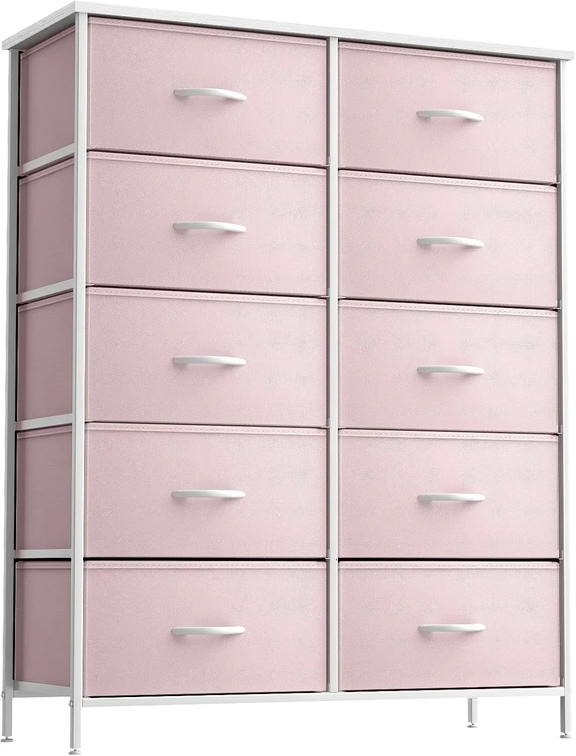 Kids Dresser with 10 Drawers - Storage Unit Organizer Chest for Clothes - Bedroom, Kids Room, Nursery, & Closet (Pink, 34