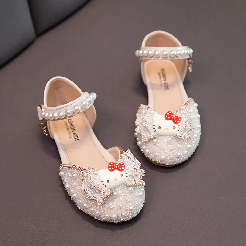

Сандалии для первых ходунков hello kitty для девочек Sanrio, весна-лето, повседневная обувь, новые детские танцевальные туфли принцессы для выступлений, весенние туфли для девочек