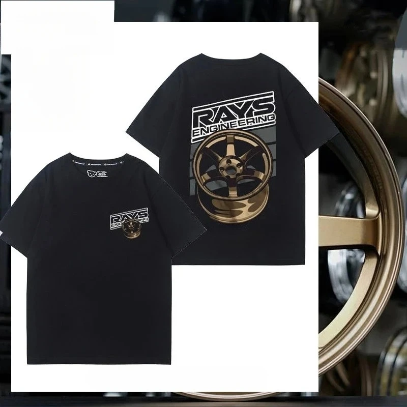 

RAYS wheel TE37 модификация колес автомобиля с короткими рукавами, мужская и женская летняя универсальная футболка из чистого хлопка с принтом